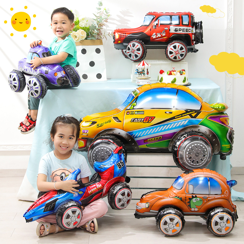 Heavy Equipment Birthday Theme - 3D Cartoon Car Foil Balloon Buggy