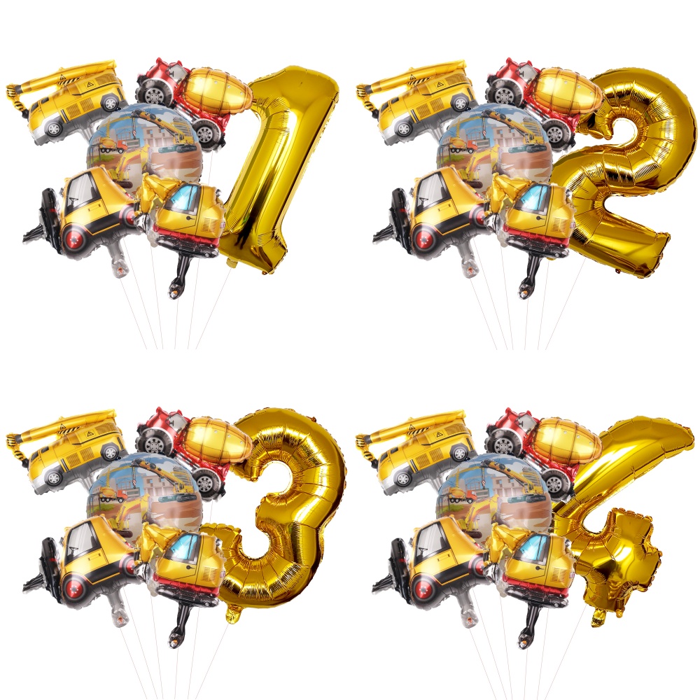 6pcs Carton Vehicle Balloon wi - Heavy Equipment Birthday Theme review and price