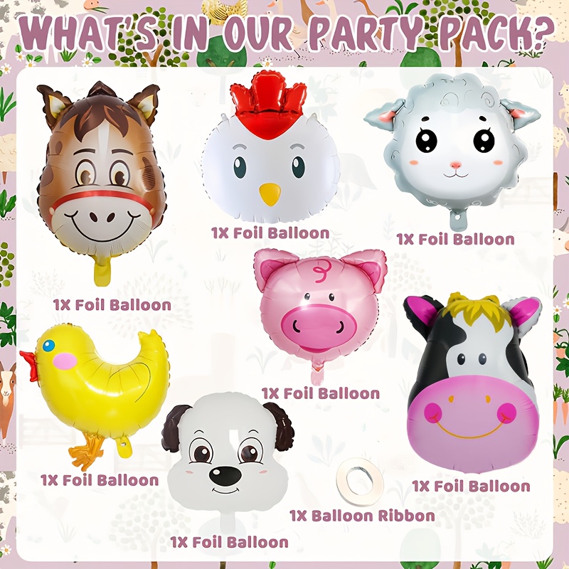 7pcs Farm Animal Balloons for  - Heavy Equipment Birthday Theme review and price