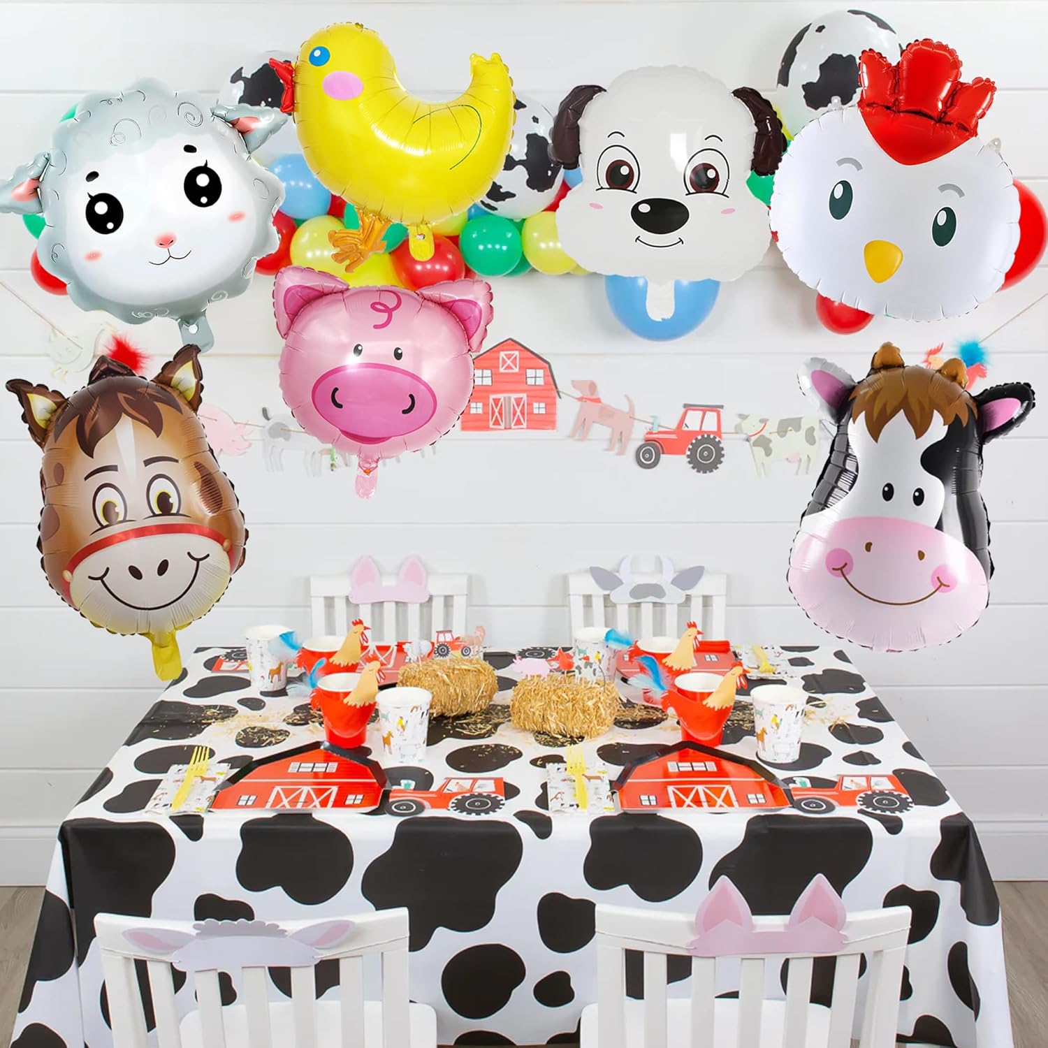 7pcs Farm Animal Balloons for  - Heavy Equipment Birthday Theme review and price