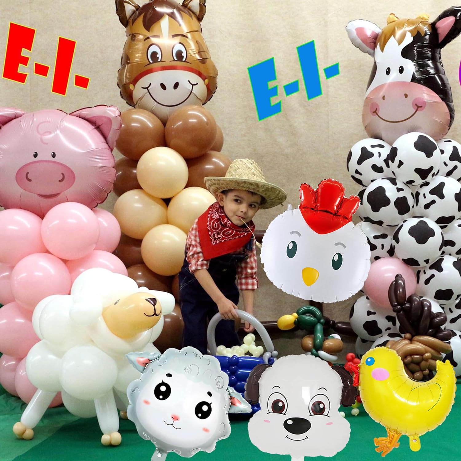 7pcs Farm Animal Balloons for  - Heavy Equipment Birthday Theme review and price
