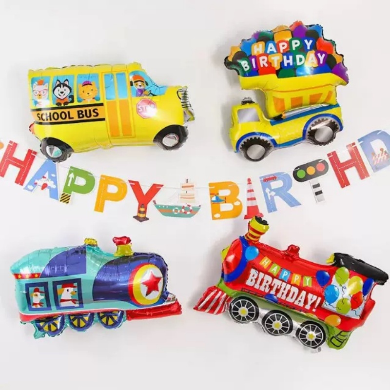 3D Cartoon Car Foil Balloon Bu - Heavy Equipment Birthday Theme review and price