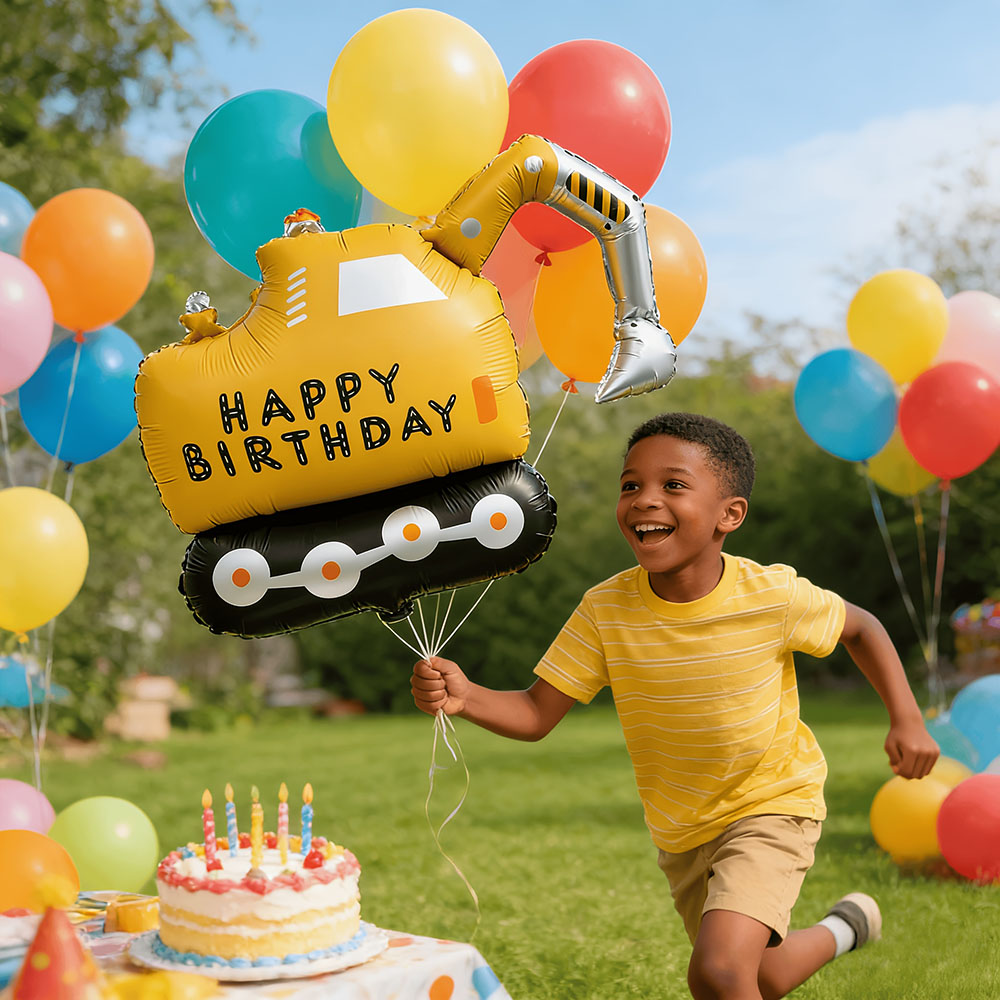 Construction Party Balloon Mat - Heavy Equipment Birthday Theme review and price