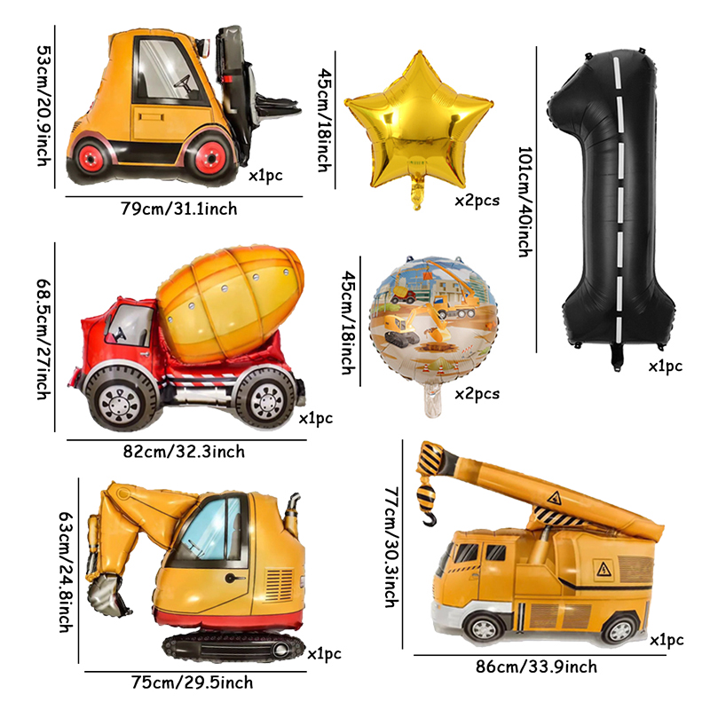 9Pcs/1Set Construction Vehicle - Heavy Equipment Birthday Theme review and price